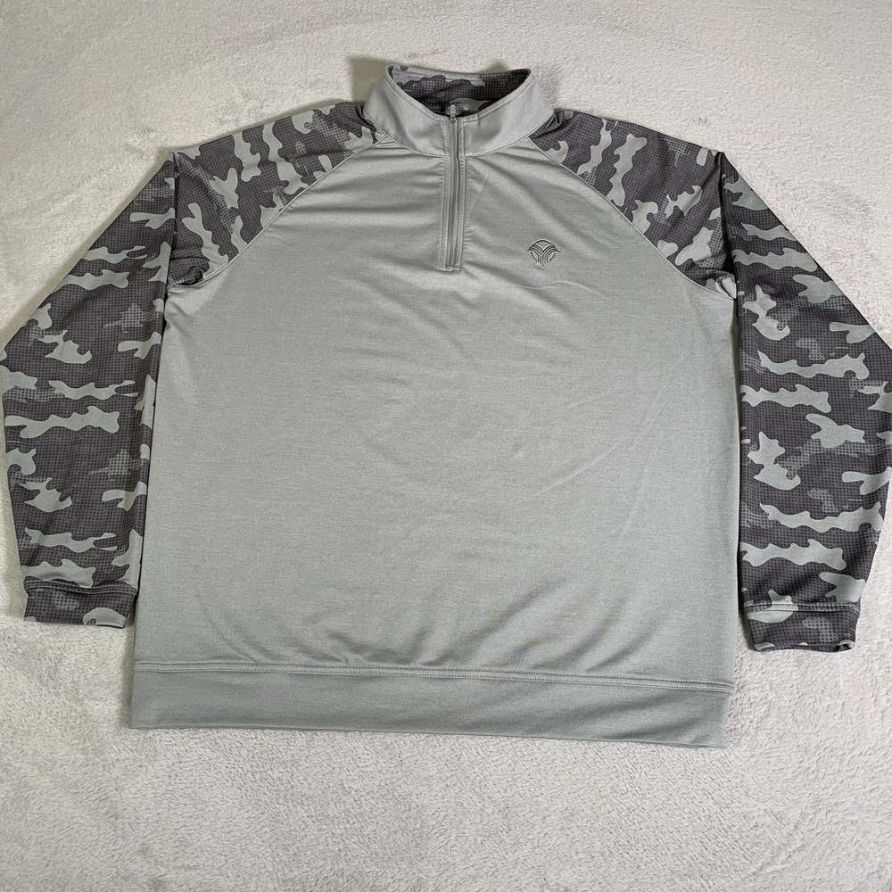 Peter Millar Pullover Men L Gray Perth Crown Sport Performance Camo Sleeve Golf